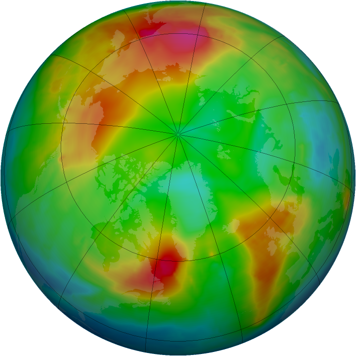 Arctic ozone map for 08 January 2014